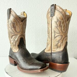 Rod Patrick Mens Cowboy Boots 10.5AA Antique Mocha Bison Brown Leather Western